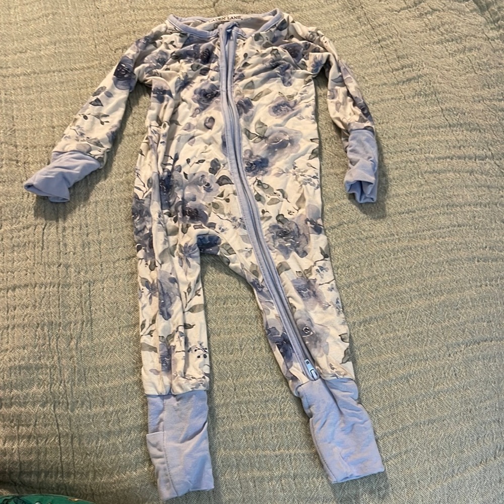 Caden Lane Bailey’s Blue Floral Convertible Zip Romper.